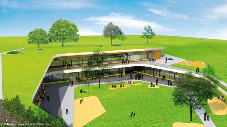 Das neue Kinderhaus An der Triebe in Boxdorf soll in den Hang hineingebaut werden.