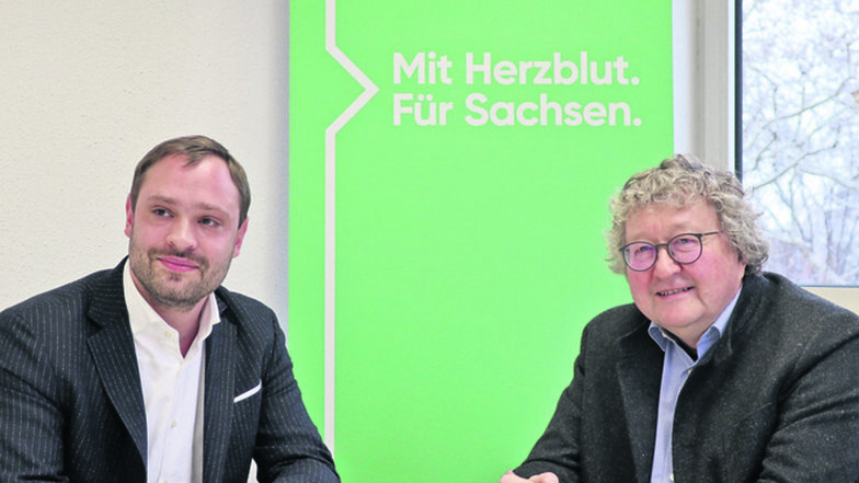 Sie wollen wissen, was Sachsen von der CDU-Politik erwarten: Generalsekretär Alexander Dierks (links) und Politikwissenschaftler Werner Patzelt. 