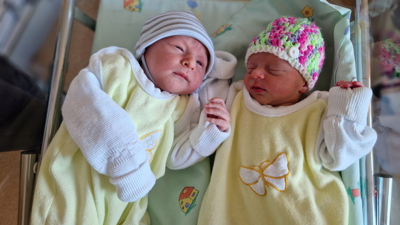 Doppeltes Glück: Noah und Tabea sind das zweite Zwillingspärchen, dass 2024 im Pirnaer Klinikum zur Welt kam.