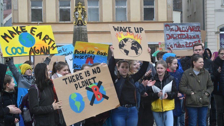 Klimademo in Sebnitz im März: Die Sebnitzer Schüler waren die ersten im ganzen Landkreis.