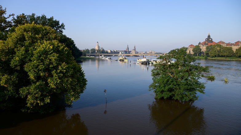 Elbe-Pegel in Schöna und Dresden sinkt - Sachsen unterstützt Breslau im Hochwasser