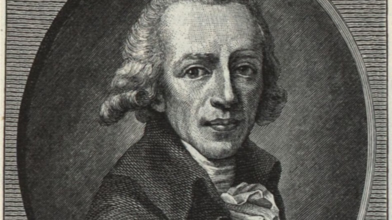 August Gottlieb Meißner (1753 – 1807) in einem Kupferstich von Christian Gottlob Scherf (Ausschnitt).