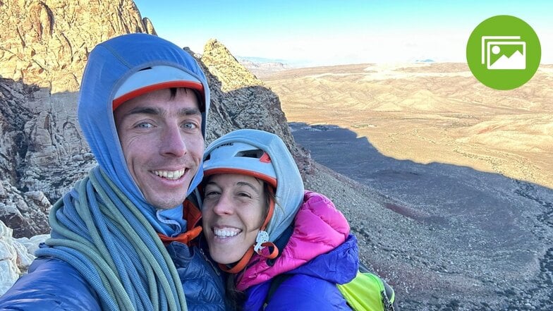 Christian Otto mit Freundin Jen beim Klettern in der Nähe von Las Vegas/Nevada.