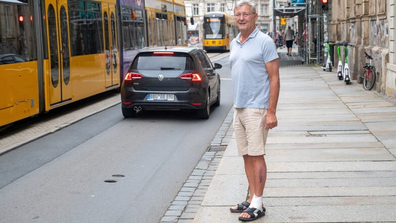 Etwa an der Stelle auf der Hoyerswerdaer Straße ist Peter Gautsch mit seinem Motorroller schwer gestürzt.