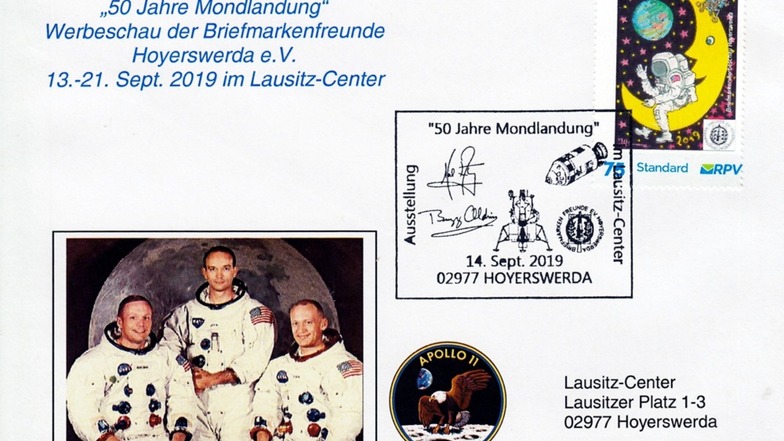Einer der Ersttagsbriefe samt rpv-Briefmarke, exklusiv für Hoyerswerda geschaffen ...