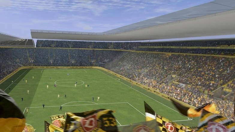 Die Atmosphäre und die Lautstärke sind es, die Dynamo-Heimspiele zu einem besonderen Erlebnis machen. So könnte das größere Stadionrund aussehen.