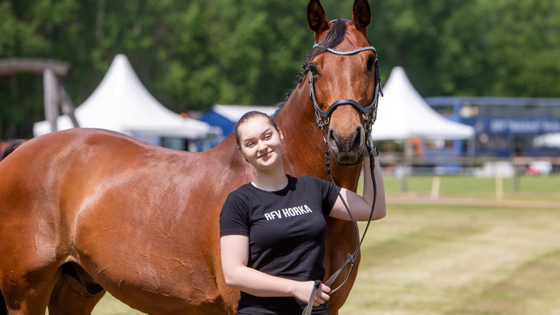 Hanna Krausche und ihr Pferd Sir Lehmann treten zum ersten Mal beim Pfingstreiten des RFV in Horka an diesem Wochenende an.