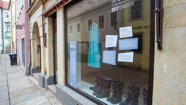 Laden Barbiergasse 12 in Pirna: Umgestaltet als Zeitfenster zum Thema "Industriestandort Pirna".