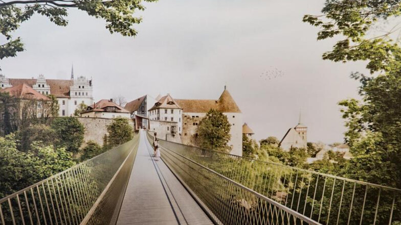 Blick in die Zukunft: So könnte die Spreebrücke vom Protschenberg zur Ortenburg einmal aussehen. Doch das Projekt steht auf der Kippe.