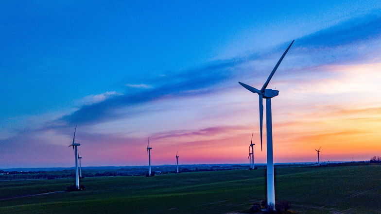 Die Windräder im Windpark Bockelwitz gehören zu den etwa 200 Anlagen in Mittelsachsen. Obwohl Mittelsachsen jetzt schon die meisten hat, liegt die Nutzung von möglichen Flächen aktuell zwischen 20 und 40 Prozent.