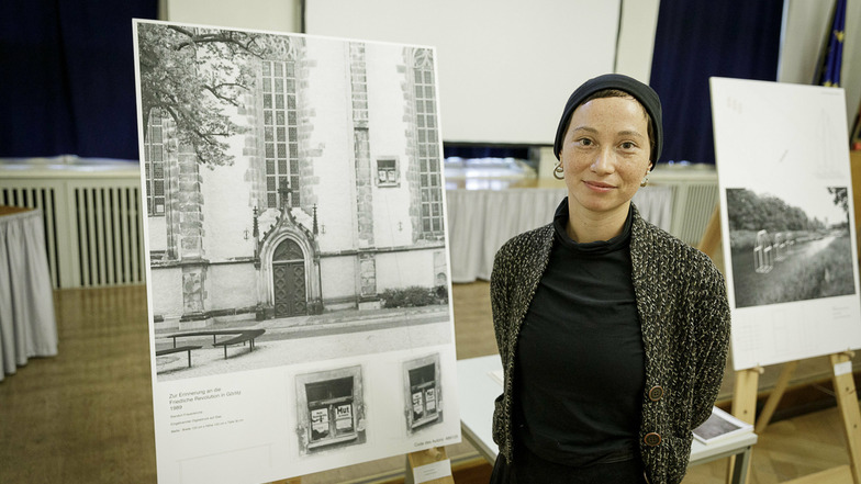 Susanne Hopmann will in ihrem Projekt „Friedliche Revolution“ ein kleines Fenster an der Frauenkirche anbringen.