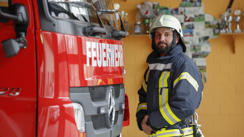 Der Iraker Mustafa Abdullah ist seit Oktober 2018 Mitglied der Ostritzer Feuerwehr.