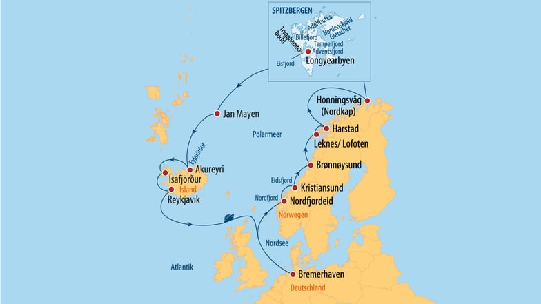 Island - Spitzbergen -
Nordkap - Fjorde: Große Eismeerkreuzfahrt vom 19.7. - 7.8.25 über 20 Tage mit der MS ARTANIA/Phönix