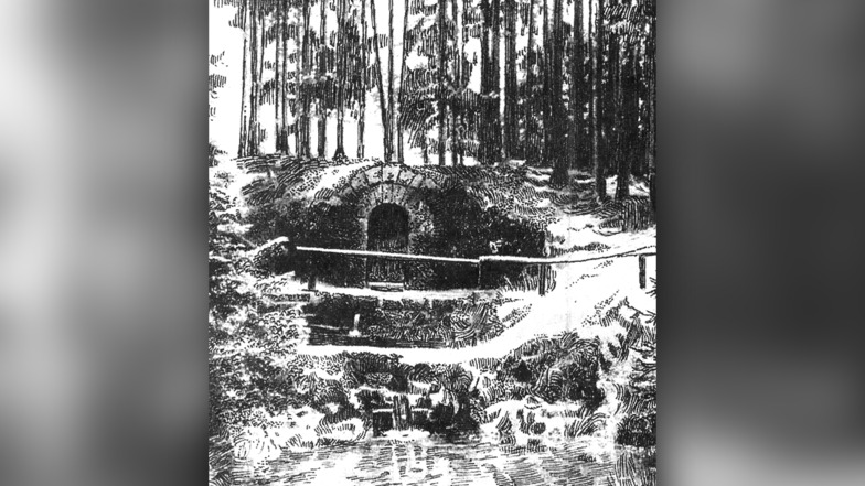 Die Warnsdorfer Quelle im Tharandter Wald vor 100 Jahren.