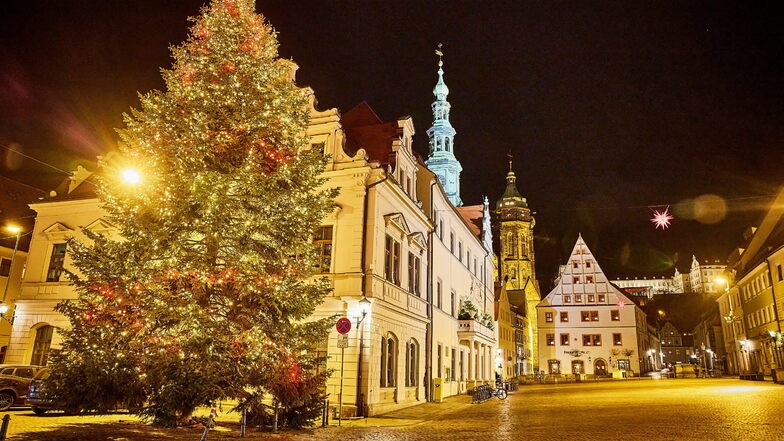 Auch wenn der Canalettomarkt abgesagt wurde, Weihnachtsstimmung kommt in Pirna dennoch auf. Dafür sorgt nicht zuletzt der Tannenbaum, der dieses Jahr in Liebstadt gefällt wurde.