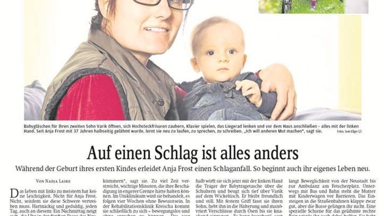 Als junge Lehrerin und Mutter fing für Anja Frost das Leben gerade an, als sie einen Schlaganfall erlitt. Der Sächsischen Zeitung erzählte sie erstmals im Oktober von ihrem schweren Weg.