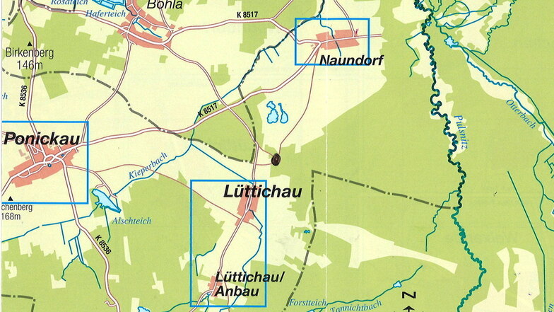 Auf einem Acker nördlich von Lüttichau (schwarzer Punkt) soll der Mast errichtet werden.