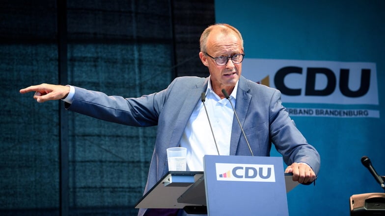 CDU-Vorsitzender Friedrich Merz bei einer Veranstaltung in Brandenburg.