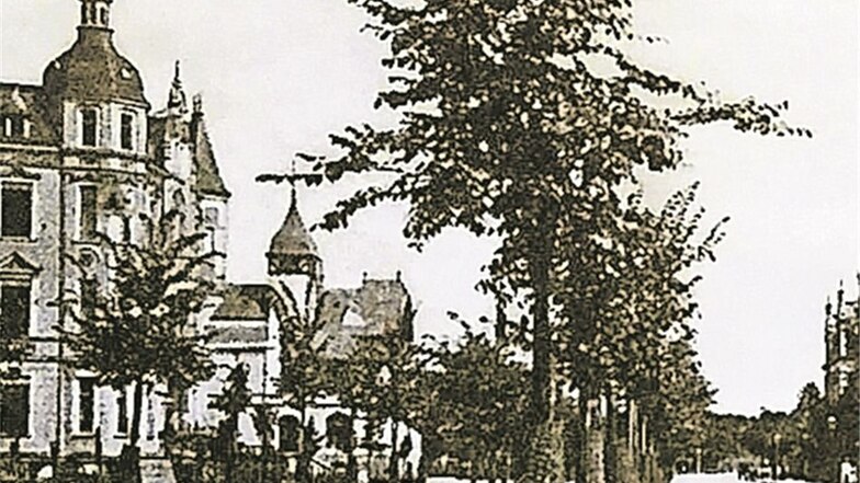 1905 war der Verlauf der Goethestraße als prächtige Allee gut zu erkennen.