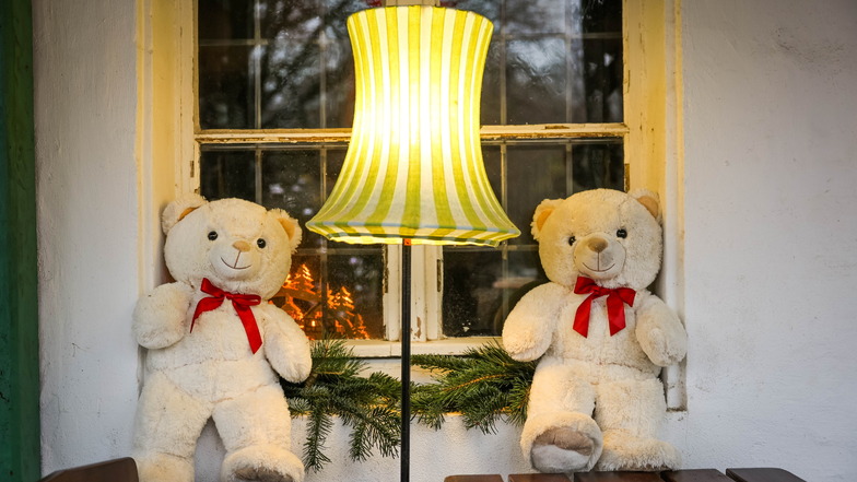 Insgesamt schmücken 135 weiße Teddys die Hofewiese in diesem Jahr zur Weihnachtszeit. Verkauft oder verschenkt werden sie allerdings nicht. Sie sind sein fester Bestandteil der Deko.
