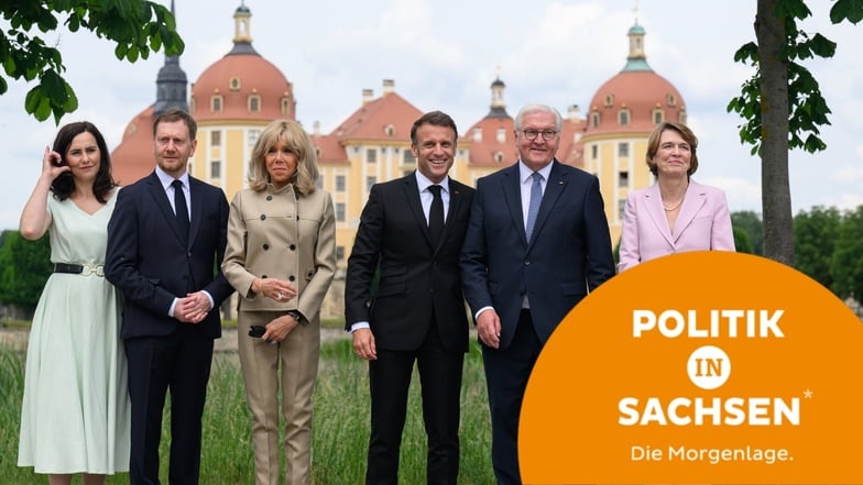 Frankreichs Präsident Emmanuel Macron war am Montag in Sachsen zu Gast.