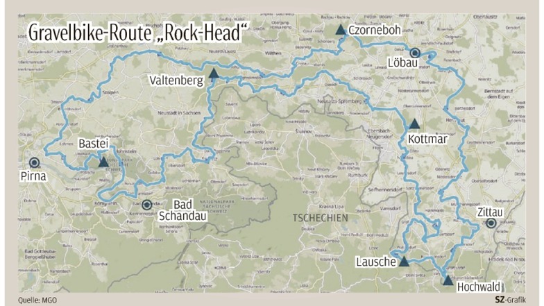 Streckenführung der "Rock-Head"-Radroute.