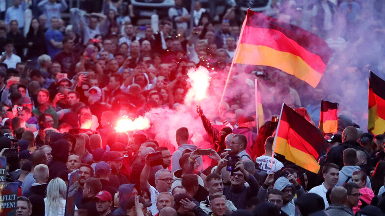 Demonstranten am 27. August 2018 in Chemnitz.