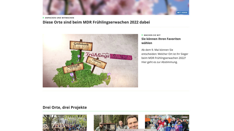 Auf der Internetseite des MDR können Unterstützer ab 9. Mai für den Sieger des MDR Frühlingserwachens abstimmen. Ostrau tritt für Sachsen an.