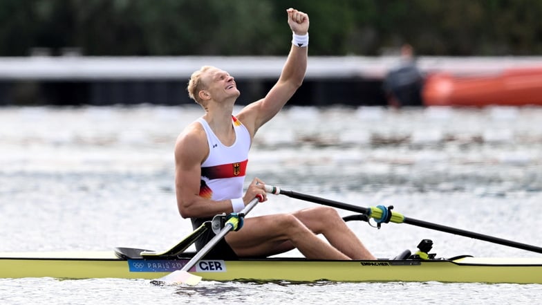 Oliver Zeidler jubelt nach seinem Olympiasieg.