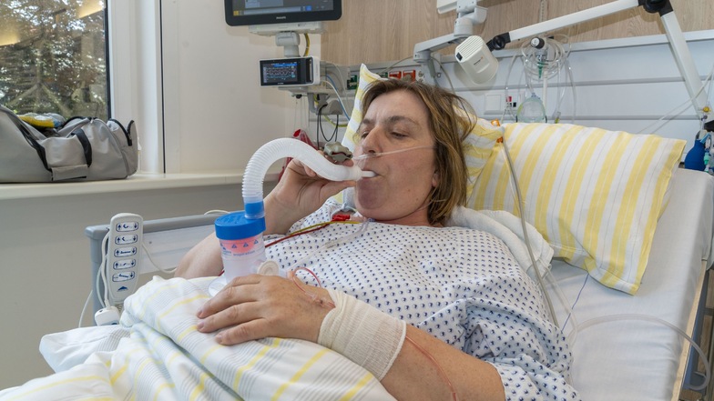Nach ihrer überstandenen SARS-CoV2-Infektion hat Jenny Fischer noch auf der Intensivstation damit begonnen, ihre durch die Erkrankung geschwächte Lunge zu trainieren.