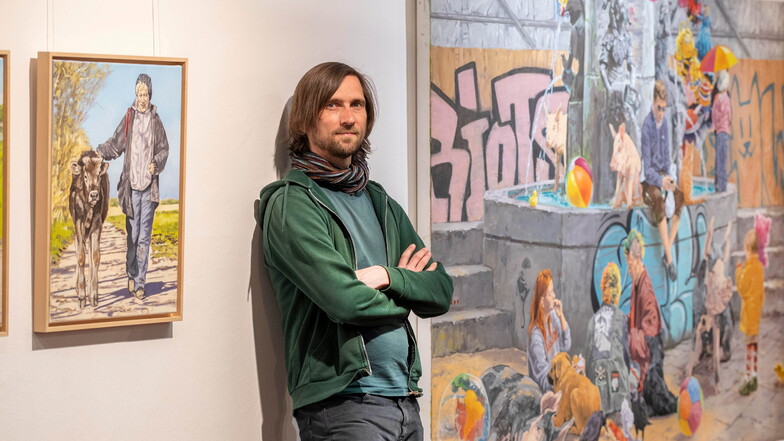 Der Leipziger Künstler Hartmut Kiewert beschäftigt sich in seinen Bildern mit der Beziehung zwischen Mensch und Tier. Die Ausstellung in der Kleinen Galerie ist begleitet von einer Reihe von Vorträgen. Am Freitag gibt es den letzten.