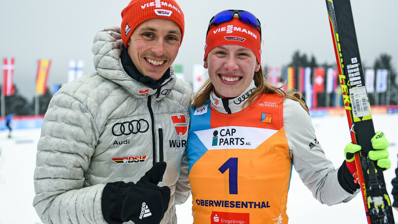 Bei den Junioren-Weltmeisterschaften in Oberwiesenthal Anfang März traf Jenny Nowak ihr großes Vorbild, Olympiasieger Eric Frenzel.