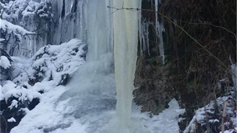 Im Krippengrund in der Sächsischen  Schweiz entstand dieses Foto: Dem Fotografen zufolge maß der längste Eiszapfen ca 3,50 Meter.