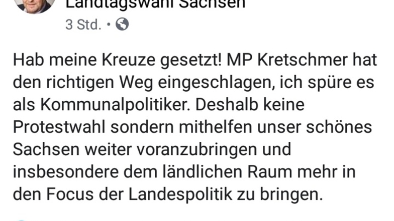Der Post von NIederaus Bürgermeister Steffen Sang. 