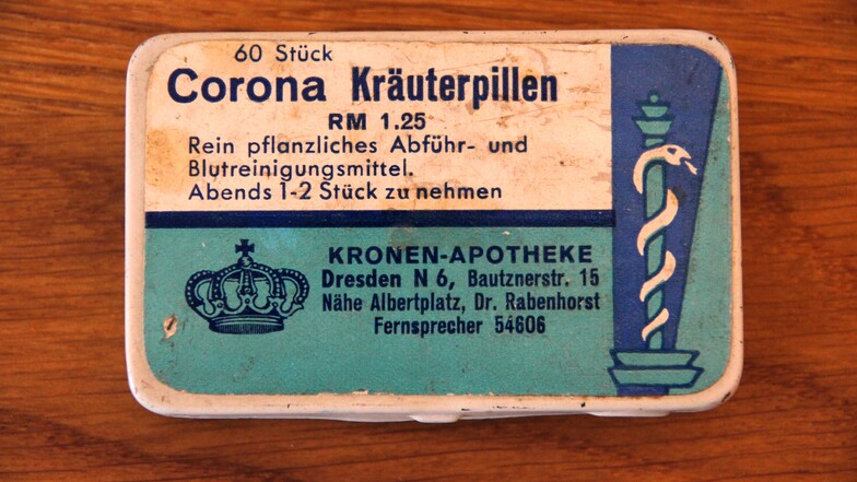 Das Döschen mit den Kräuterpillen aus der Kronen-Apotheke kostete einst 1,25 Reichmark.