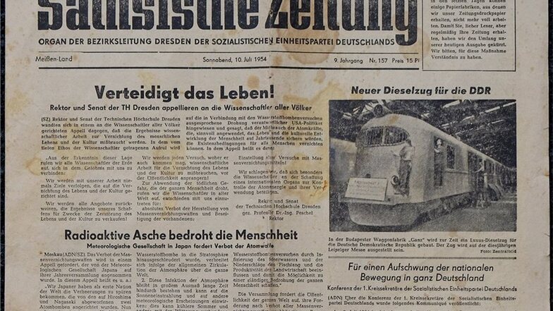 Eine SZ-Ausgabe aus dem Jahr 1954 zählt zum Zeitungsschatz der Familie Borschdorf.