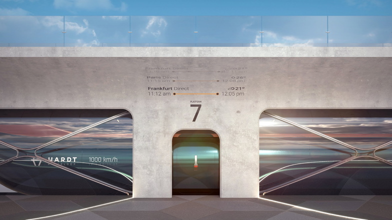 Diese Animation zeigt eine mögliche Plattform für den Hyperloop. Im Norden der Niederlande wird Europas erste lange Teststrecke (420 Meter) für das schnelle Transportsystem eröffnet.