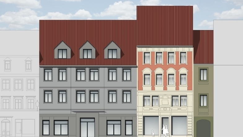 So sollte die Rossmann-Fassade in der Reichenberger Straße in Zittau nach dem Bau aussehen.