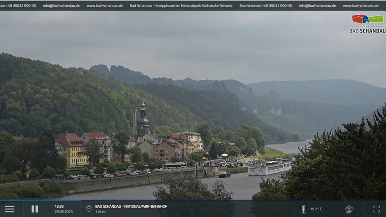 Webcam auf dem Nationalparkbahnhof Bad Schandau liefert Live-Bilder für Wetter-TV.