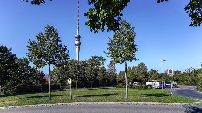 Hier, an der Endhaltestelle der Buslinie 61, könnte eines Tages ein Parkhaus stehen. Ein Schild weist auf das Landschaftsschutzgebiet hin.