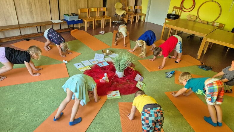 Auch Yoga gehörte zur Kneipp-Woche für gesunde Lebensweise im Knirpsenland Großraschütz in Großenhain.