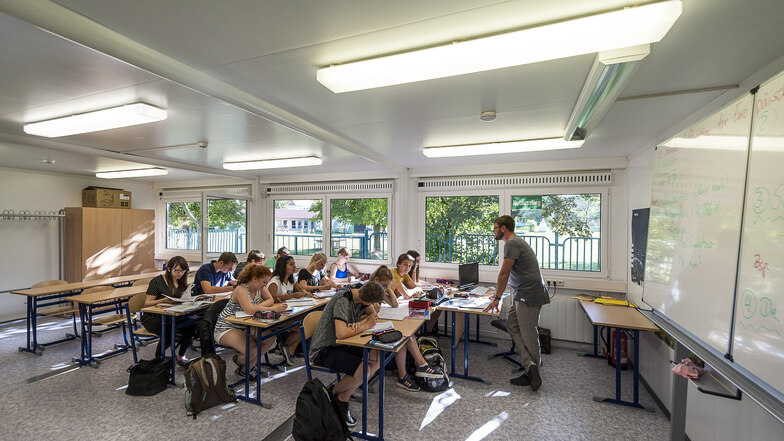 Auch mit Container-Klassenzimmern sehr beliebt: die Oberschule Rauschwalde.