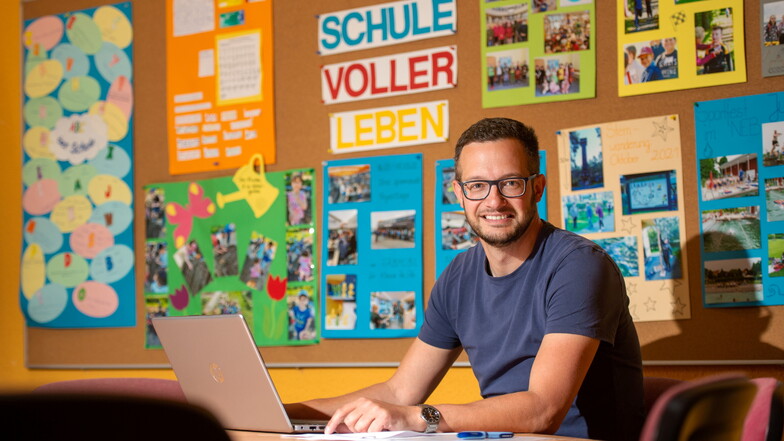 Er hat viele Gründe, um optimistisch nach vorn zu blicken: der Leiter der Schule mit dem Förderschwerpunkt Lernen Großenhain, Thomas Jacobi.