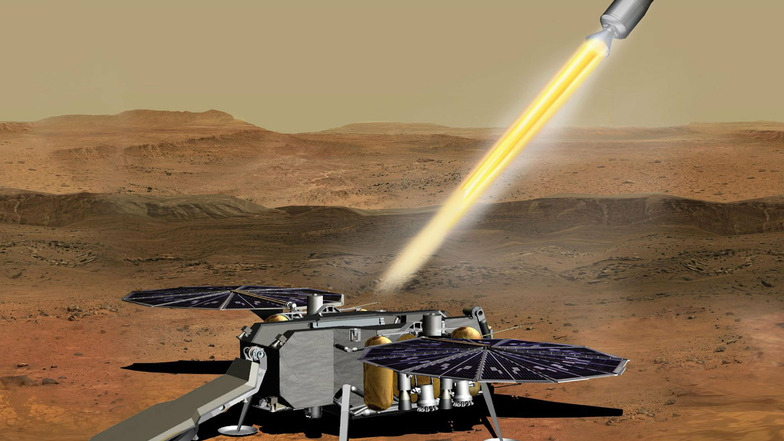 Ein Roboter soll Kapseln mit Proben von der Oberfläche des Mars aus in die Umlaufbahn des Planeten befördert. Von dort würde ein Raumschiff der Esa sie übernehmen und die Proben zur Erde bringen.