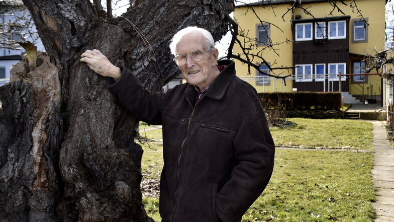Der knorrige Kirschbaum im Garten begleitet Günther Höppner schon seit frühster Kindheit.