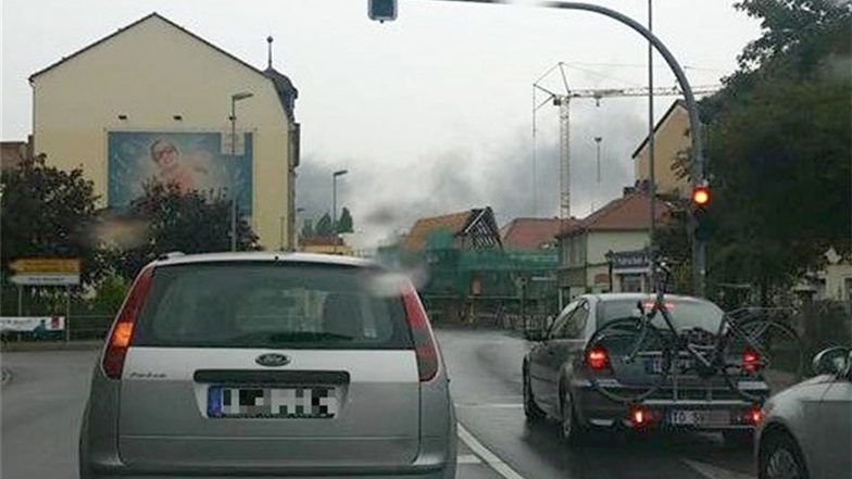 Eine Rauchwolke über Pirna.