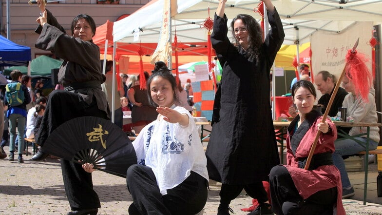 Vereinsmitglieder vom Chinesisch-Deutschen Zentrum zeigten beim Markt der Kulturen im Vorjahr chinesische Kampfkunst. Die Vorführung kam bei den Besuchern gut an.