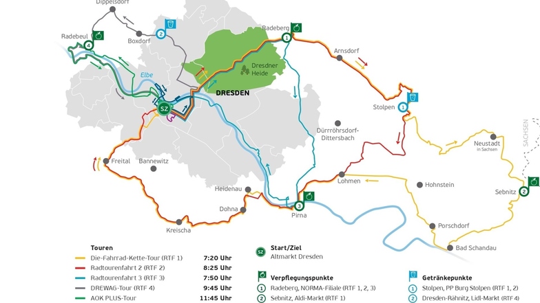 Die sieben Routen zum SZ-Fahrradfest 2019. 