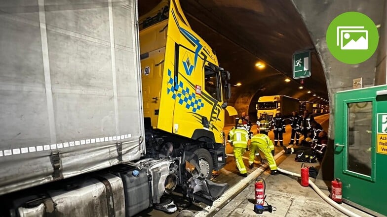 Autobahntunnel Königshainer Berge: Ein Lkw brennt - 200 Menschen werden evakuiert
