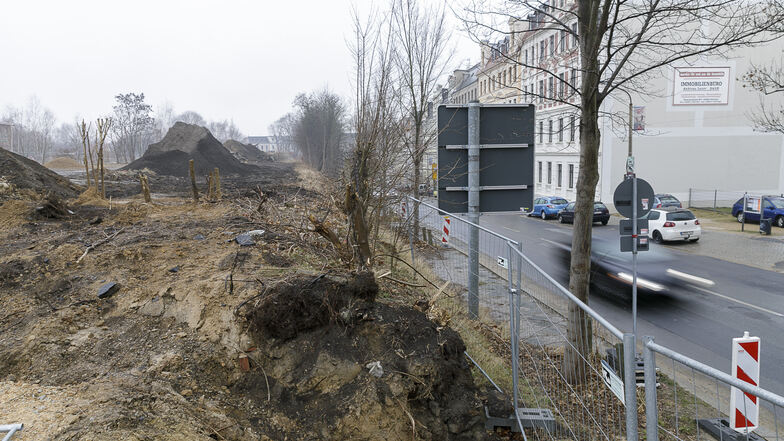 Bisher wurden entlang der Bahnhofstraße Bäume und Sträucher gefällt sowie der Boden geöffnet.